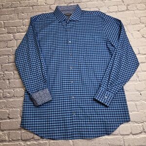 BUGATCHI Classic Fit Flip Cuff Check Geometric Button Up Shirt Men's XL